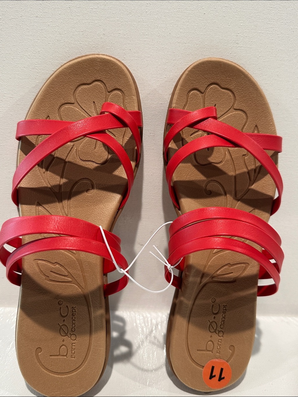 NWT B.O.C Born Concept Strappy Toe let Red Sandals - Size 11 M